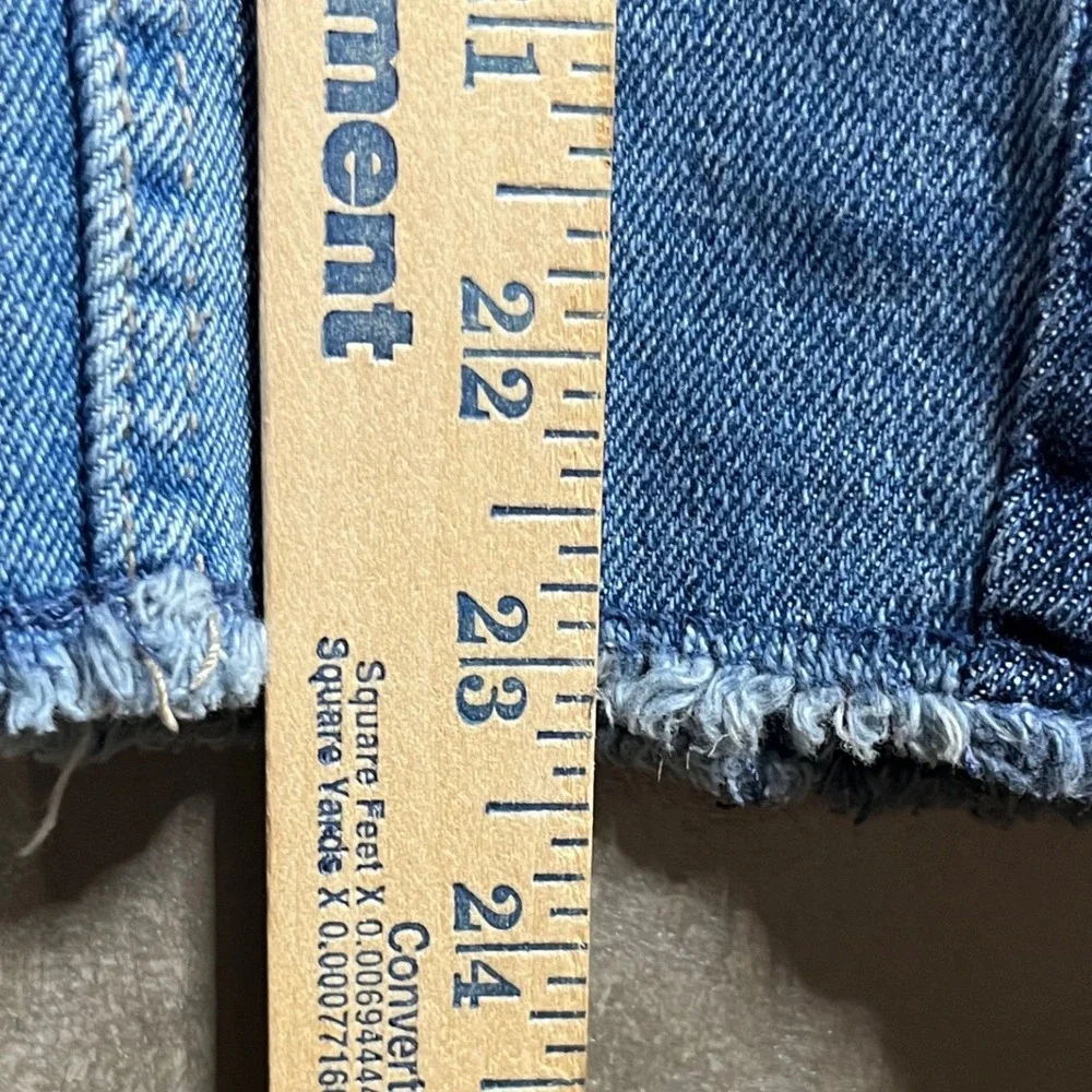 Justice‎ Girls Two Tone Colorblock High Rise Jeans Blue Denim Size 18 Raw Hem